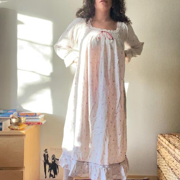 90s vintage nightgown coquette victorian revival edwardian cottagecore | size L - Picture 8 of 10